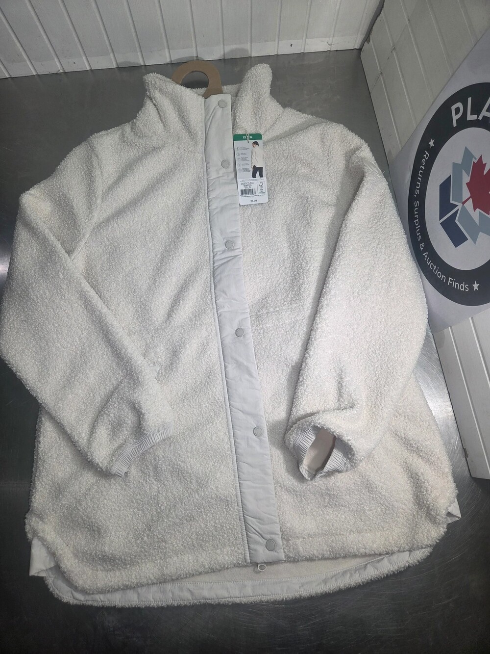 Lole Women's Sherpa Fleece Jacket Size XL Beige / Off White, High Collar NWT